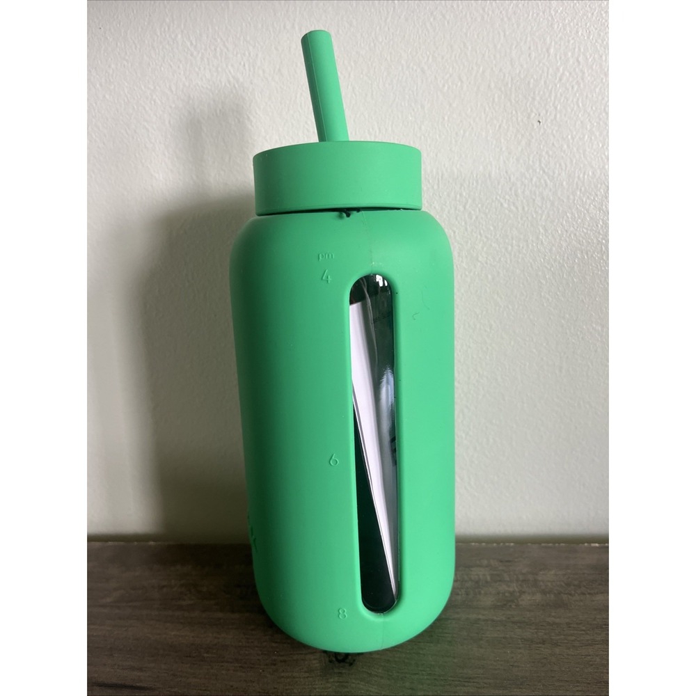 Bink 27 Oz. Day Water Bottle Straw Cap Emerald Green Glass Silicone Cover - Picture 2 of 4